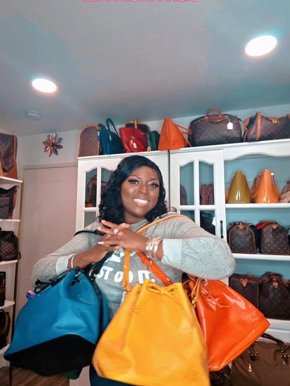 Louis Vuttion Leather Bucket Bag - Yellow, Orange, Green & Red
